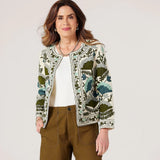 Izabel London Embroidered Jacket In Green
