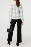 Stella Morgan Checked Faux Fur Trim Collar Jacket in White