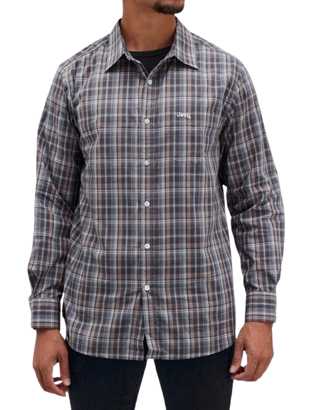 Jeep Mens Yarn Dye Check Shirt In Brown