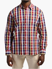 Jeep Mens Yarn Dye Check Shirt In Cranberry