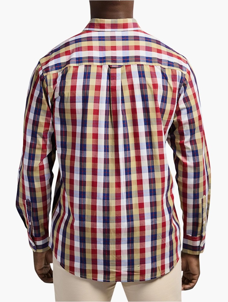 Jeep Mens Yarn Dye Check Shirt In Cranberry