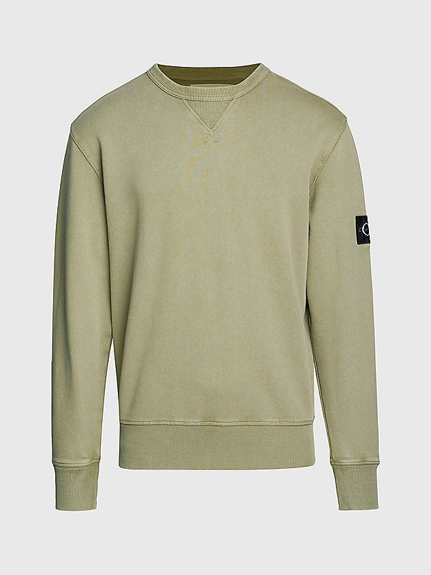 Calvin Klein J3251450 Washed Badge Crew Neck Olive