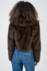 Sissy boy Womens Faux Fur Cropped Jacket In Brown