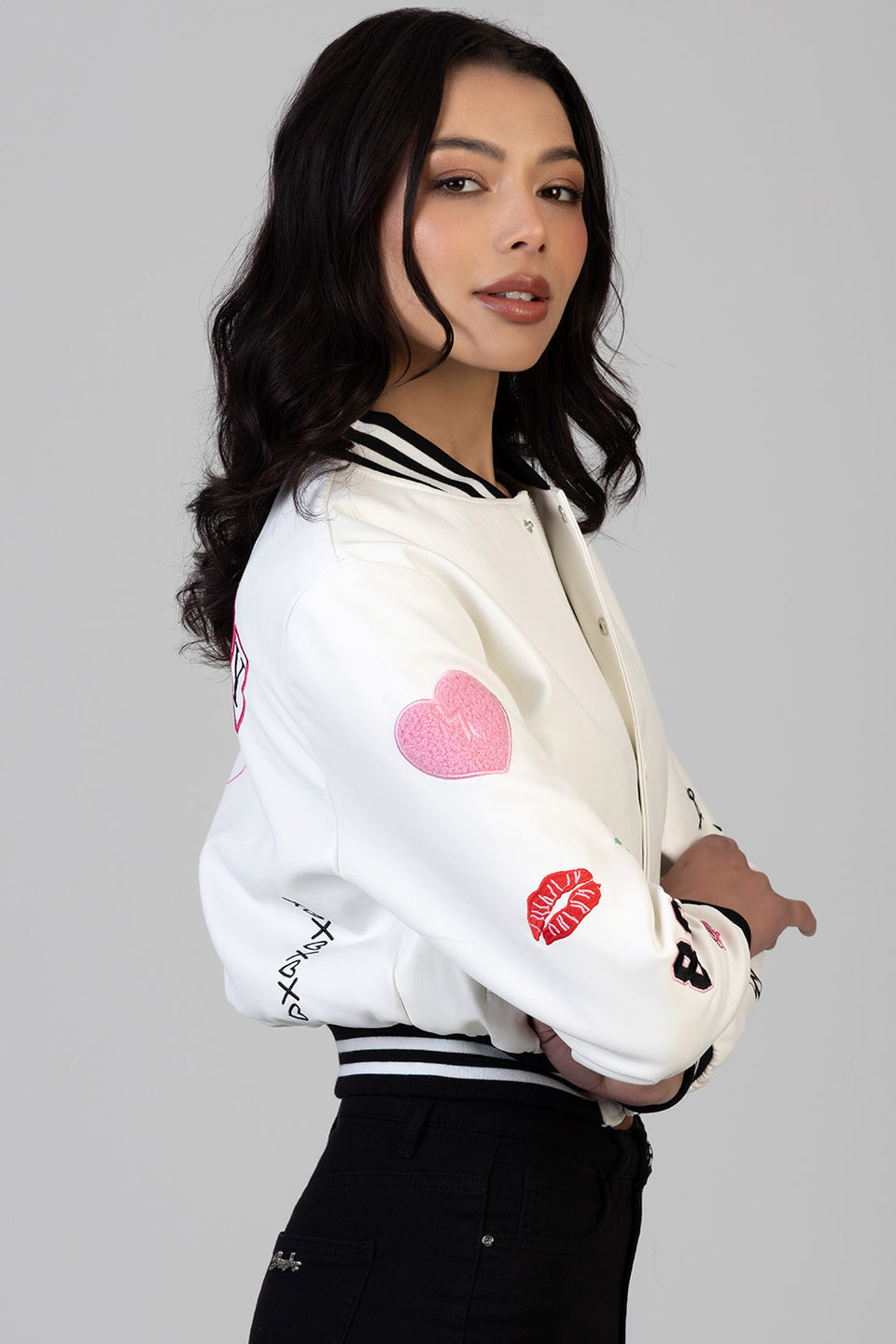 Sissy Boy Womens It's Electrifying Leather Bomber Jacket In White