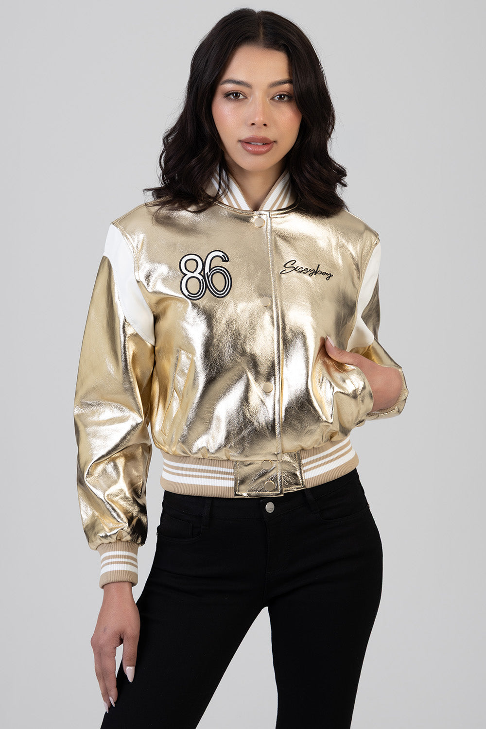 Sissybody Take It Easy Bomber Jacket In Gold