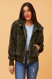 Stella Morgan Womens Zip Through Faux Fur Jacket In Olive
