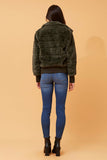 Stella Morgan Womens Zip Through Faux Fur Jacket In Olive