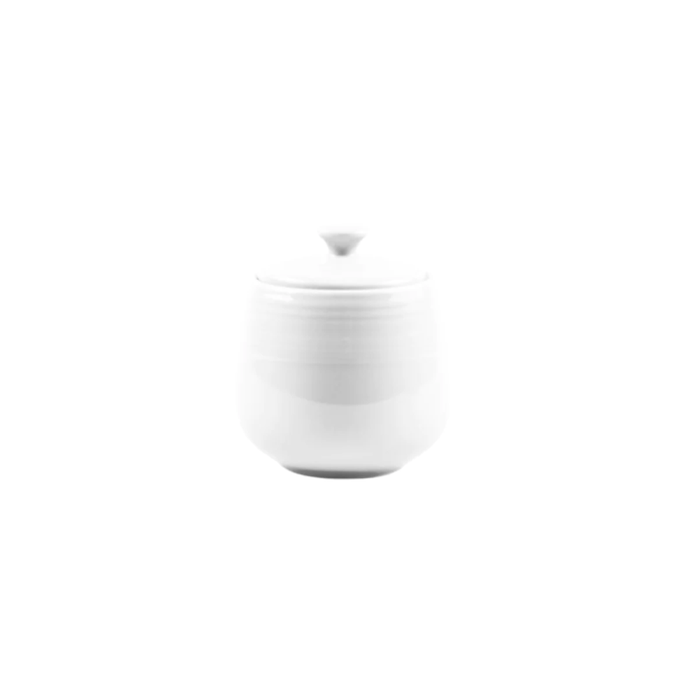 Jenna Clifford Embossed Lines Sugar Pot In White