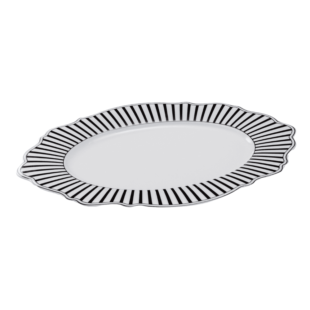 Jenna Clifford Oval Platter In Ivory Noir