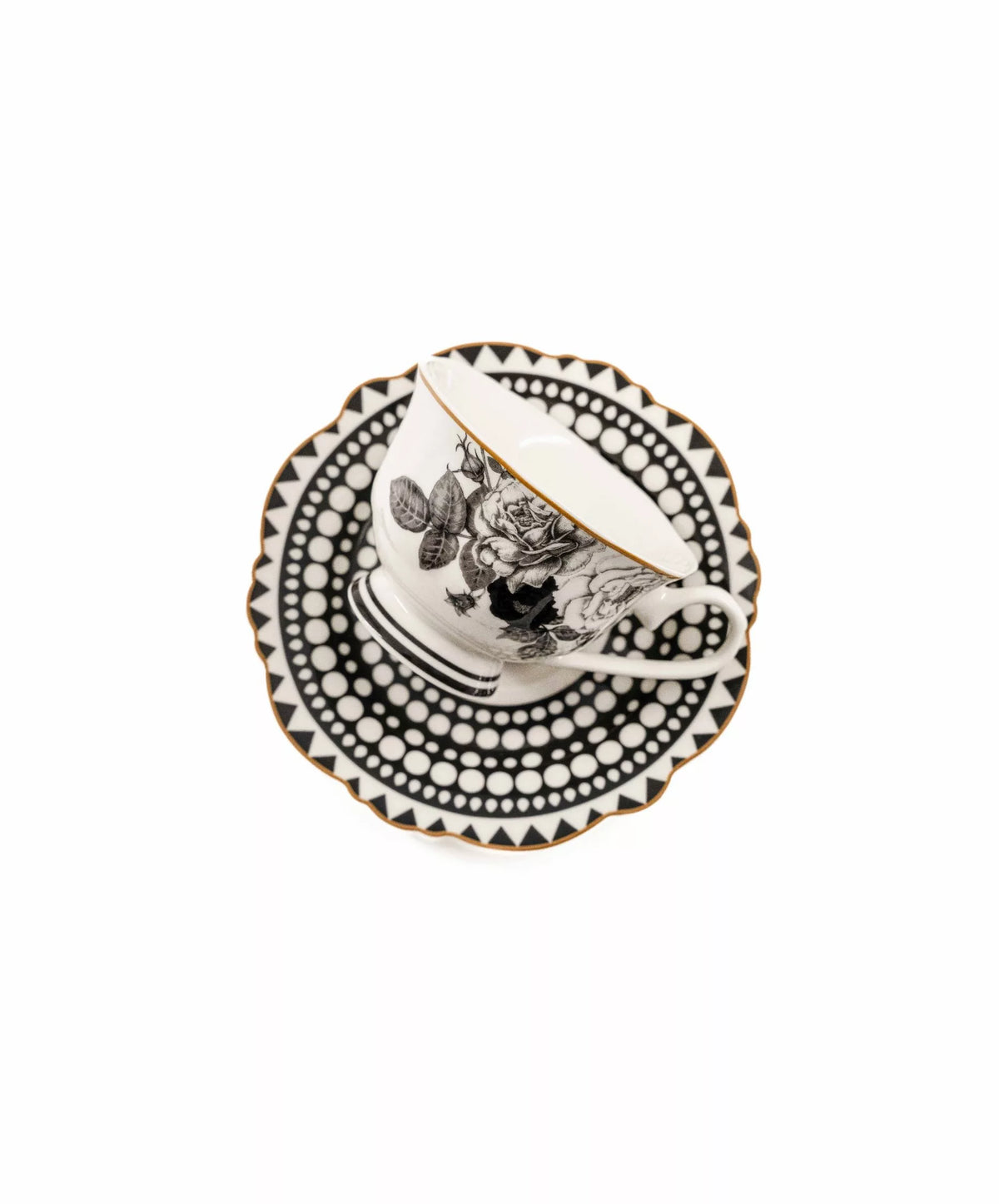 Jenna Clifford -7236 Black Rose Cup & Saucer