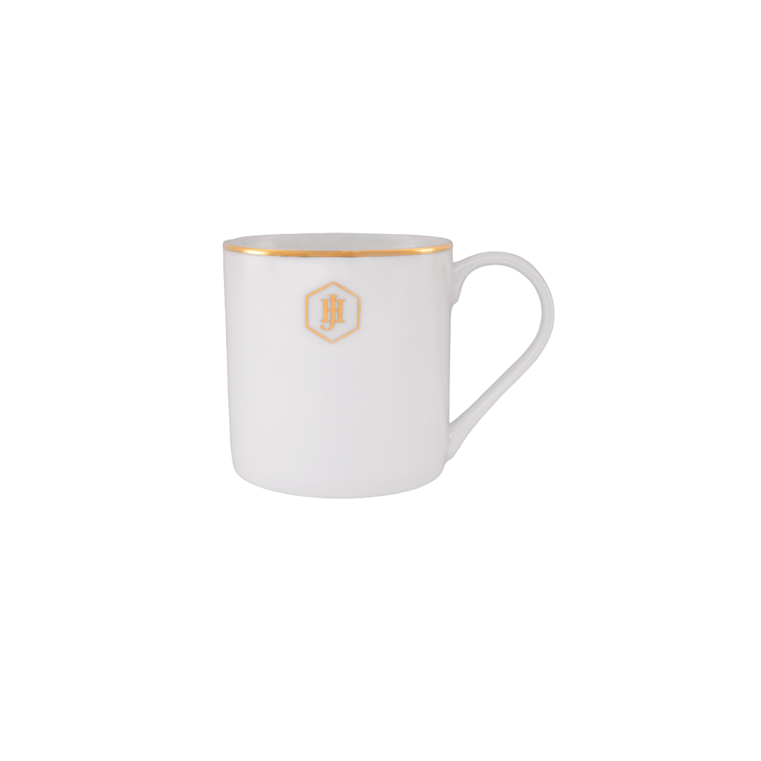 Jan White Coffee Mug With Gold Band