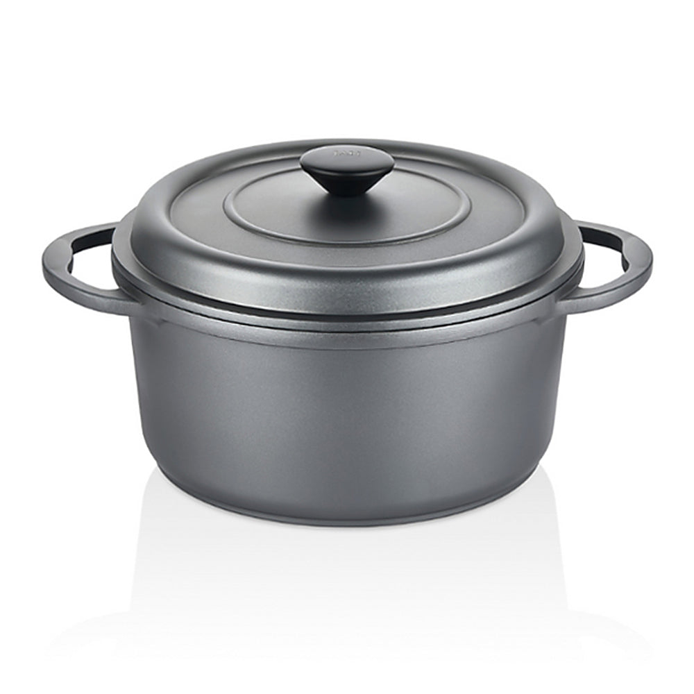 Jan Premium Cast Aluminnium 28 Cm Deep Pot With Cast Lid In Black