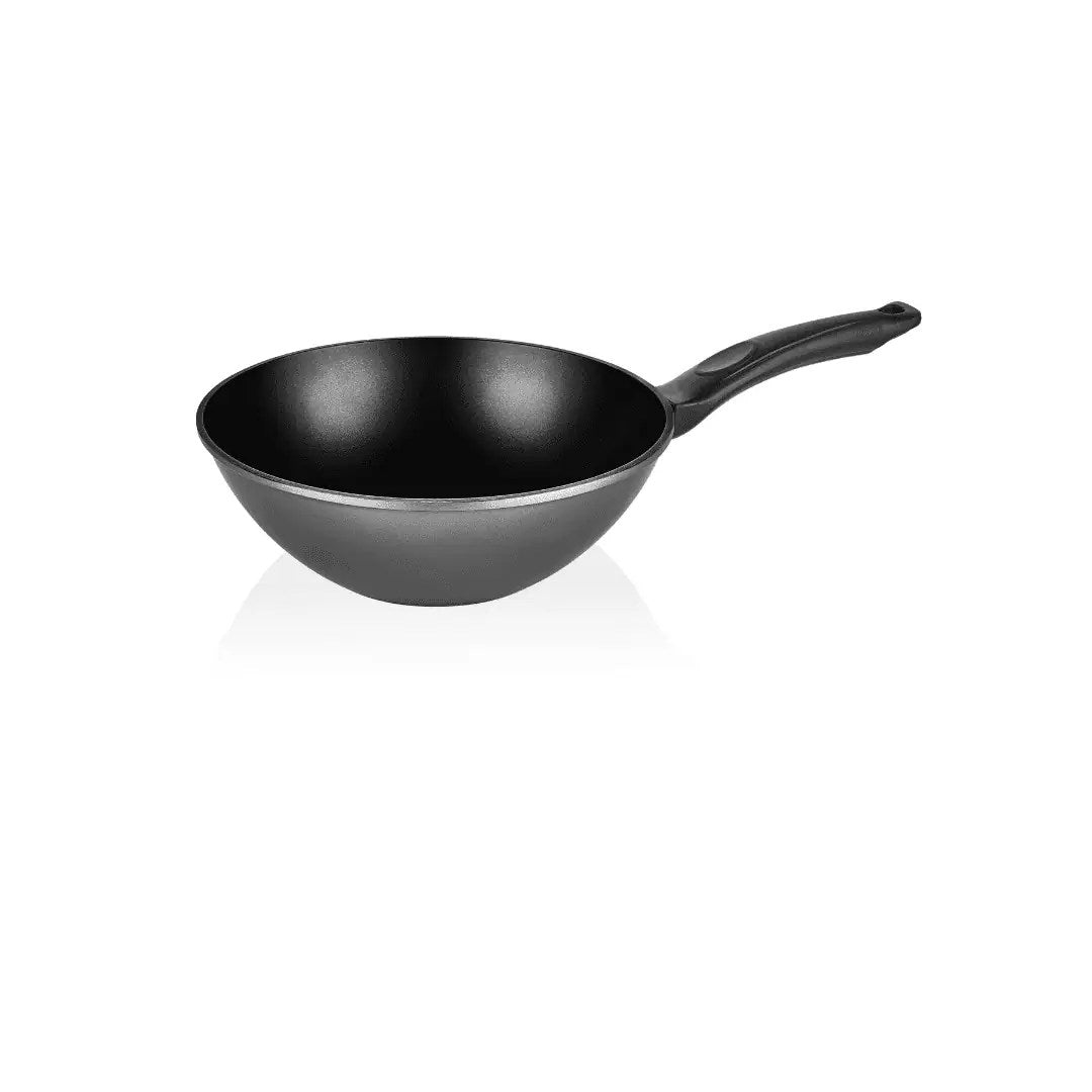 Jan Premium Cast Aluminium Wok Pan In Black