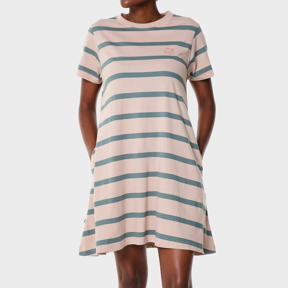 Jeep Womens Striped Citilite Dress In Grey/Green