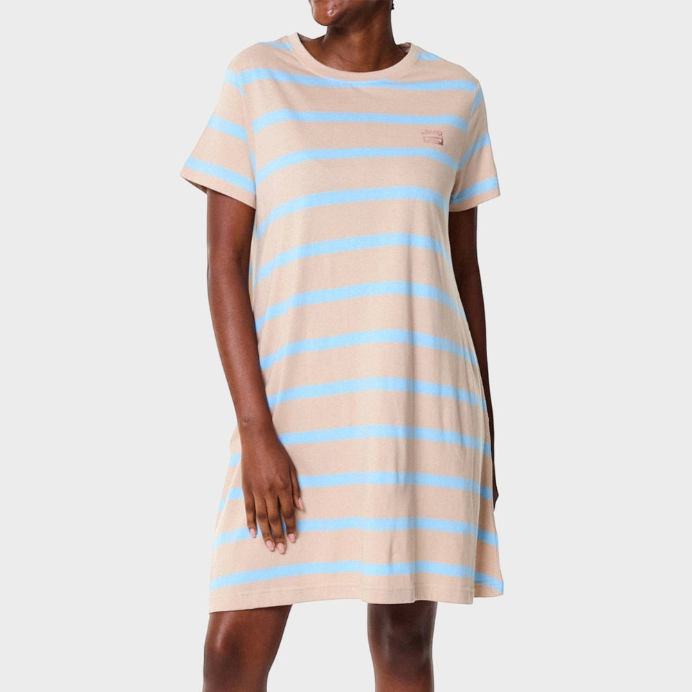 Jeep Womens Striped Citilite Dress In Khaki/Blue