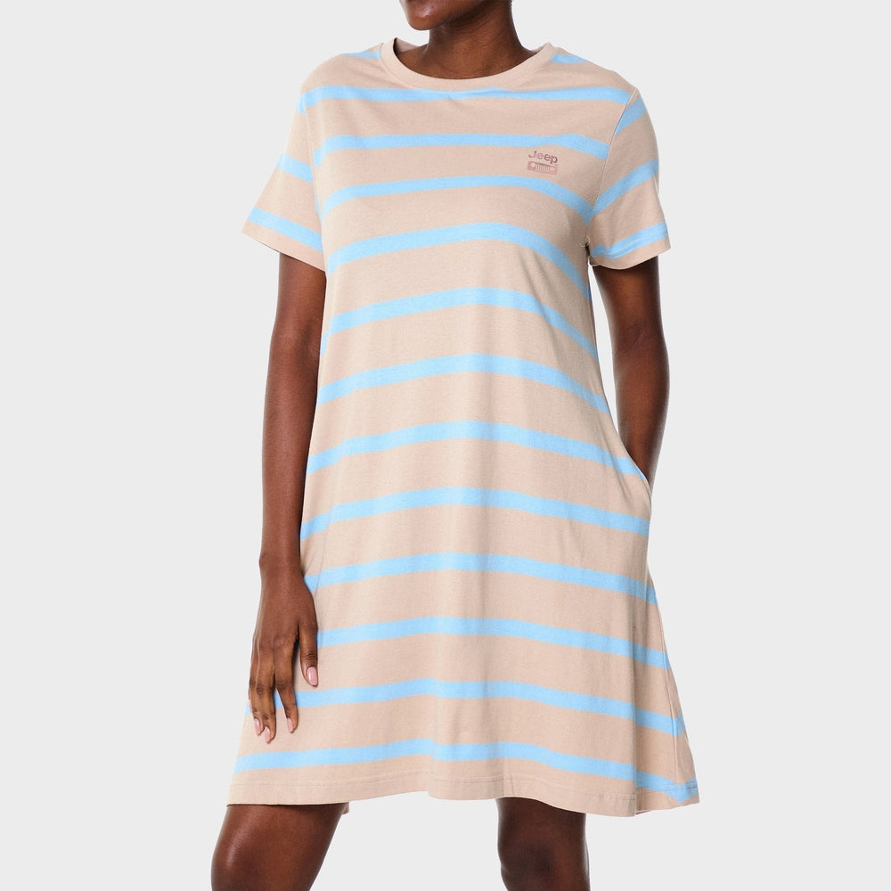 Jeep Womens Striped Citilite Dress In Khaki/Blue
