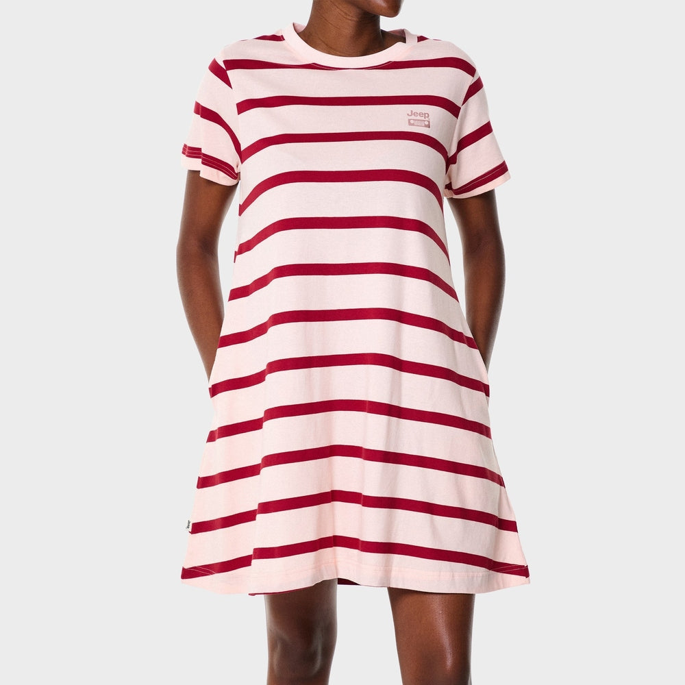 Jeep Womens Striped Citilite Dress In Rose Gold/Red