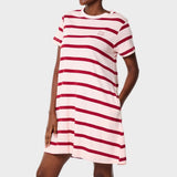 Jeep Womens Striped Citilite Dress In Rose Gold/Red