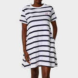 Jeep Womens Striped Citilite Dress In White/Navy