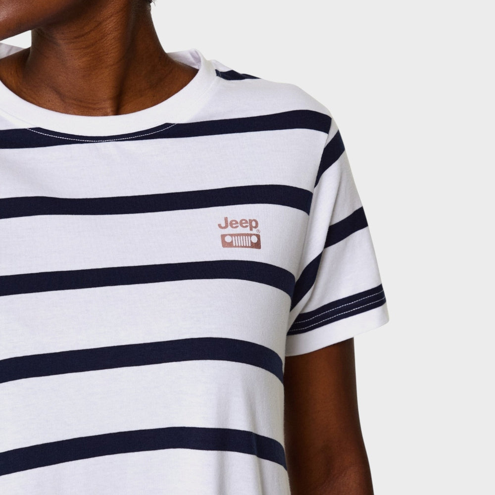 Jeep Womens Striped Citilite Dress In White/Navy