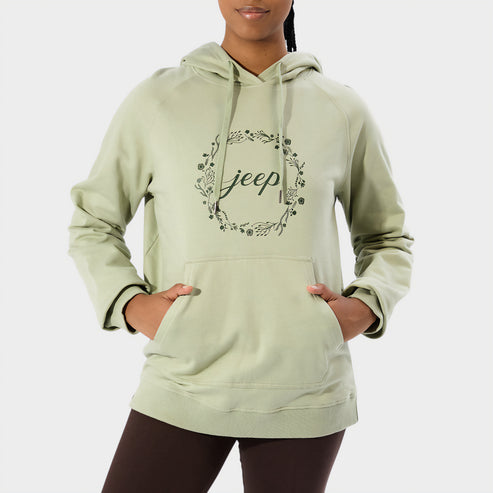 Jeep Ladies Fleece Pullover Hoody Olive