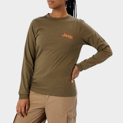 Jeep Ladies Long Sleeve Print T-Shirt Fatigue