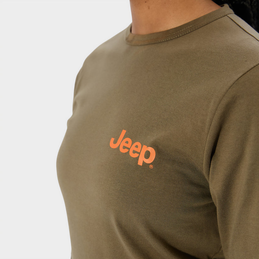 Jeep Ladies Long Sleeve Print T-Shirt Fatigue