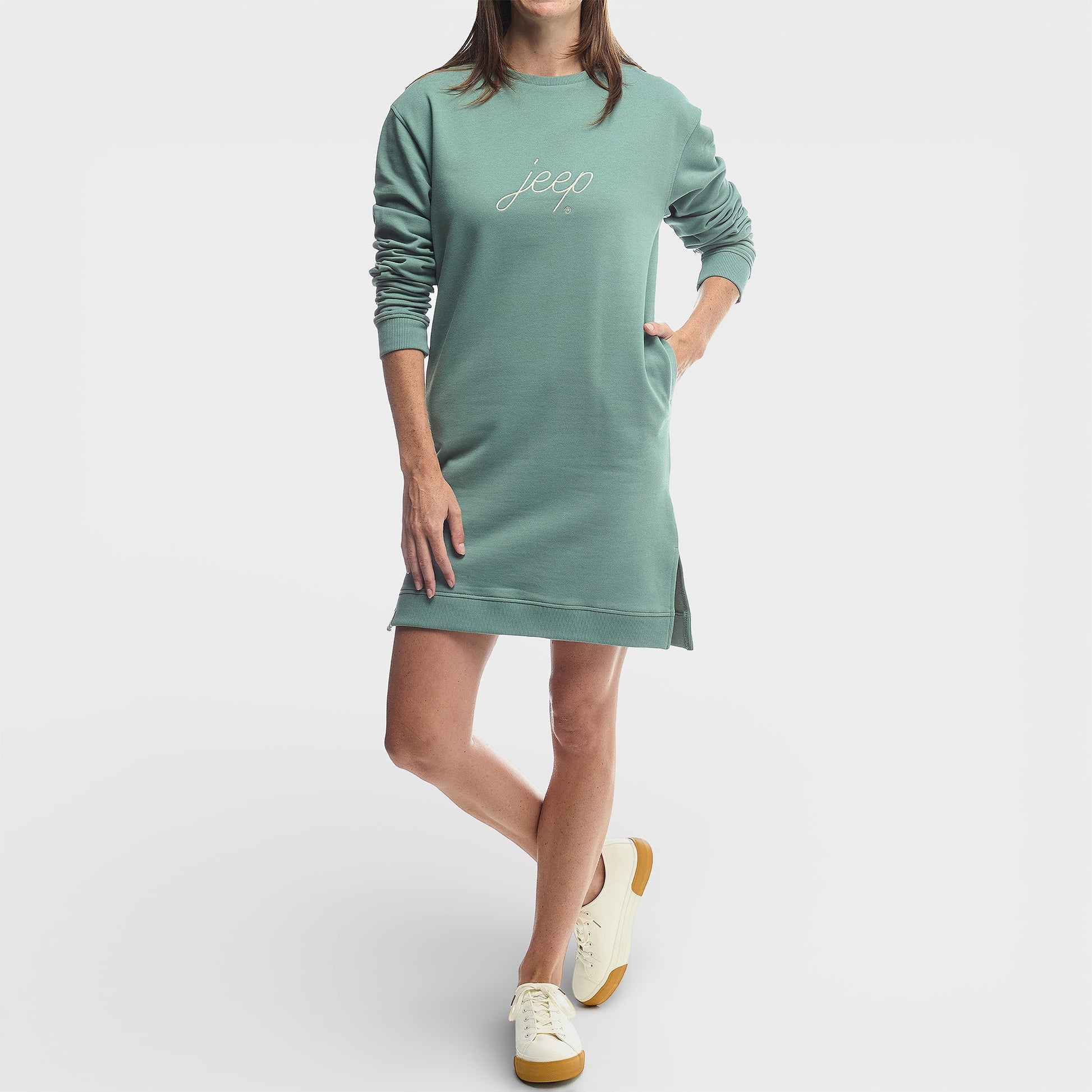 Jeep Womens Branded Sweat Dress In Olive