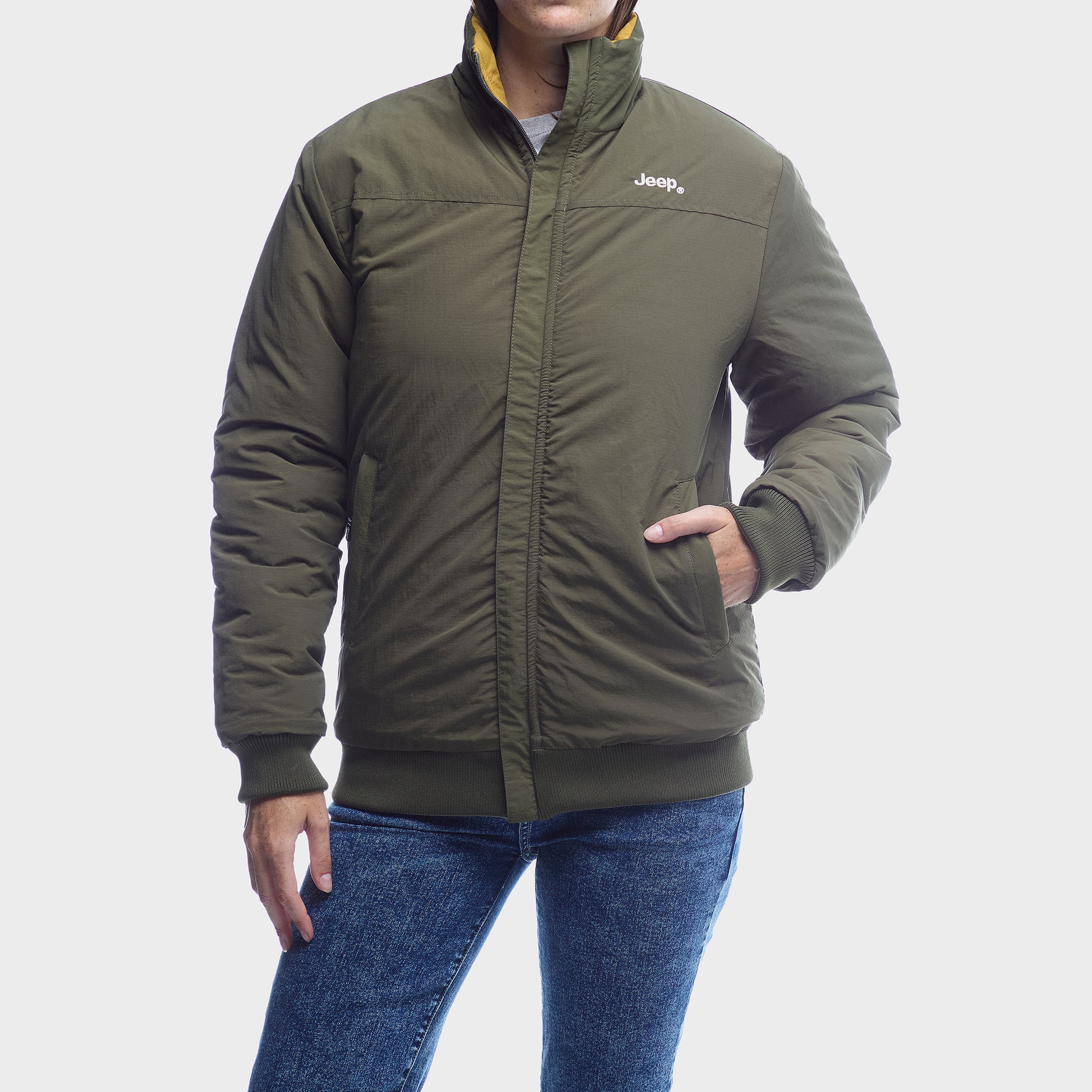 Jeep Shero Reversible Puffer Jacket in Olive