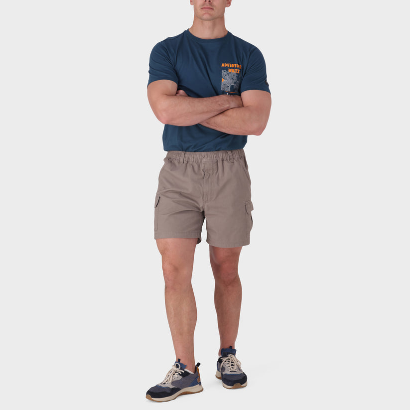 Jeep Mens 14cm Hurricane Elasticated Cargo Shorts In Bark