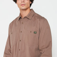 Jeep Mens Willy Long Sleeve Workshirt In Bark