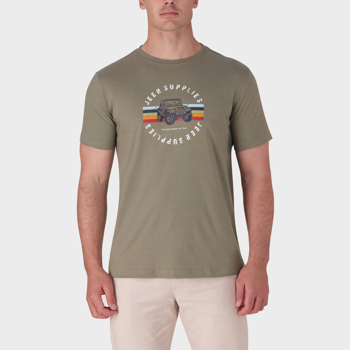 Jeep Mens M Fashion Graphic 1 Up T-Shirt In Olive