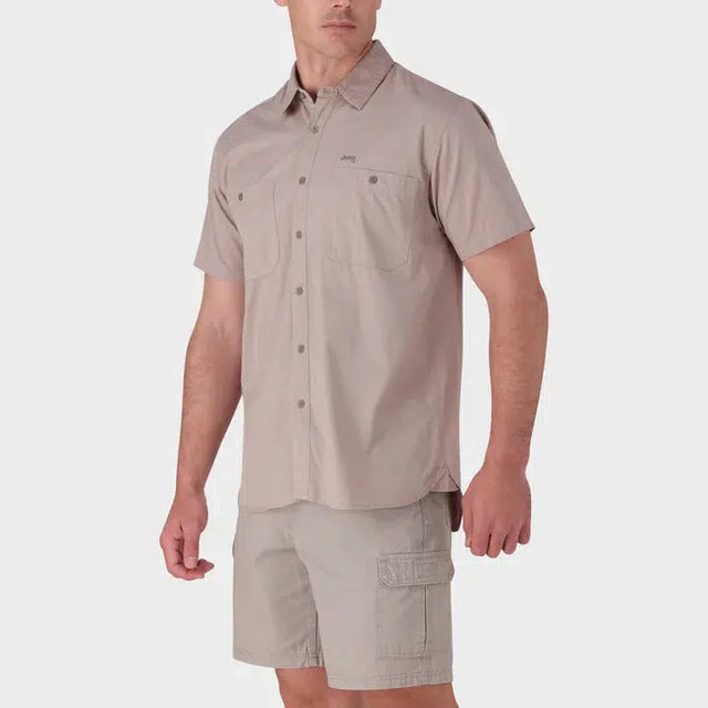 Jeep Mens Willys Plain Work Shirt In Khaki