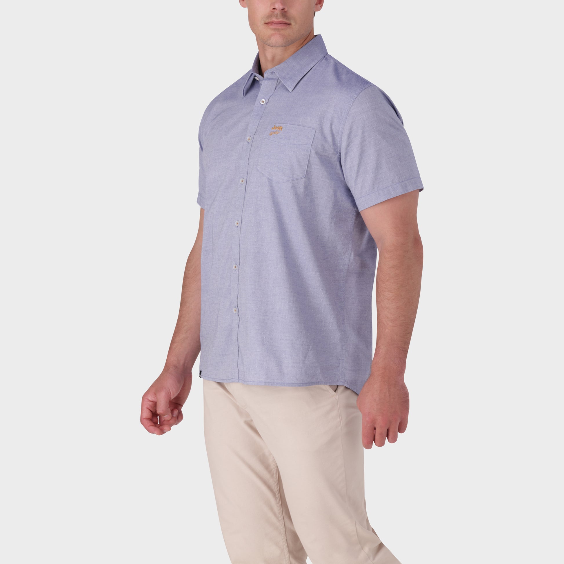 Jeep Mens Casual Textured Shirt In Denim
