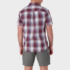 Jeep Mens Casual Yarn Dye Check Burgandy