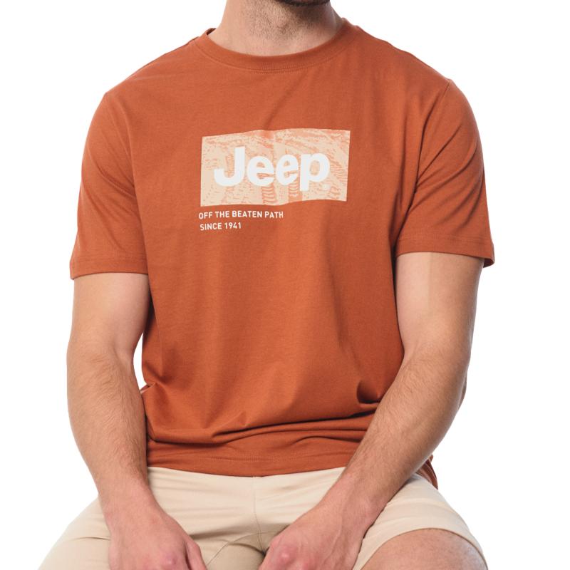 Jeep Mens Fashion Graphic T-Shirt In Orange