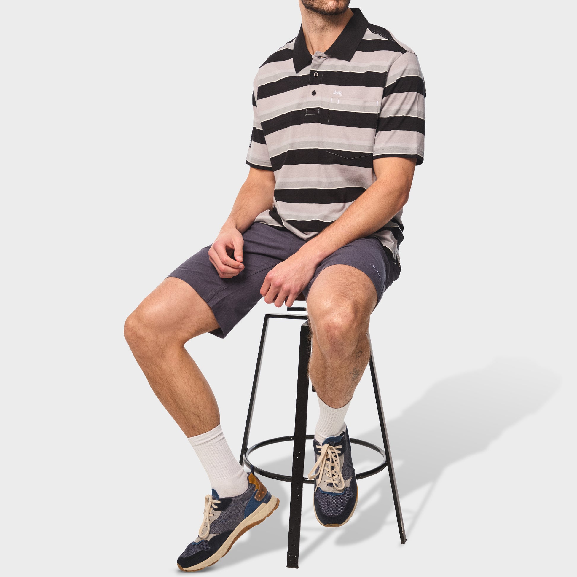Jeep Mens Yarn Dye Stripe Golfer In Multi