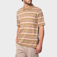 Jeep Mens Yarn Dye Stripe Golfer In Beige