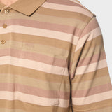 Jeep Mens Yarn Dye Stripe Golfer In Beige