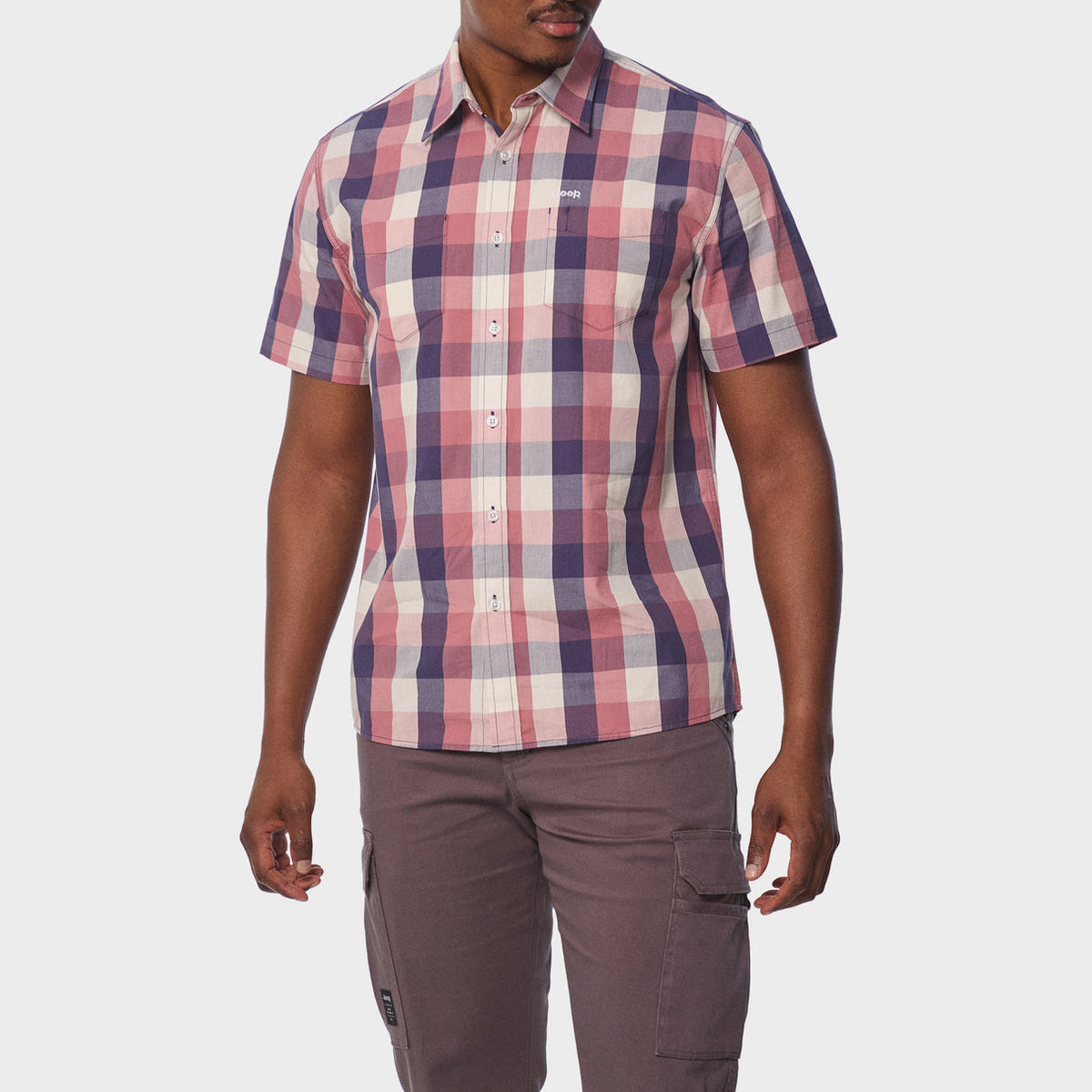 Jeep Mens Yarn Dye Check Shirts in Purple