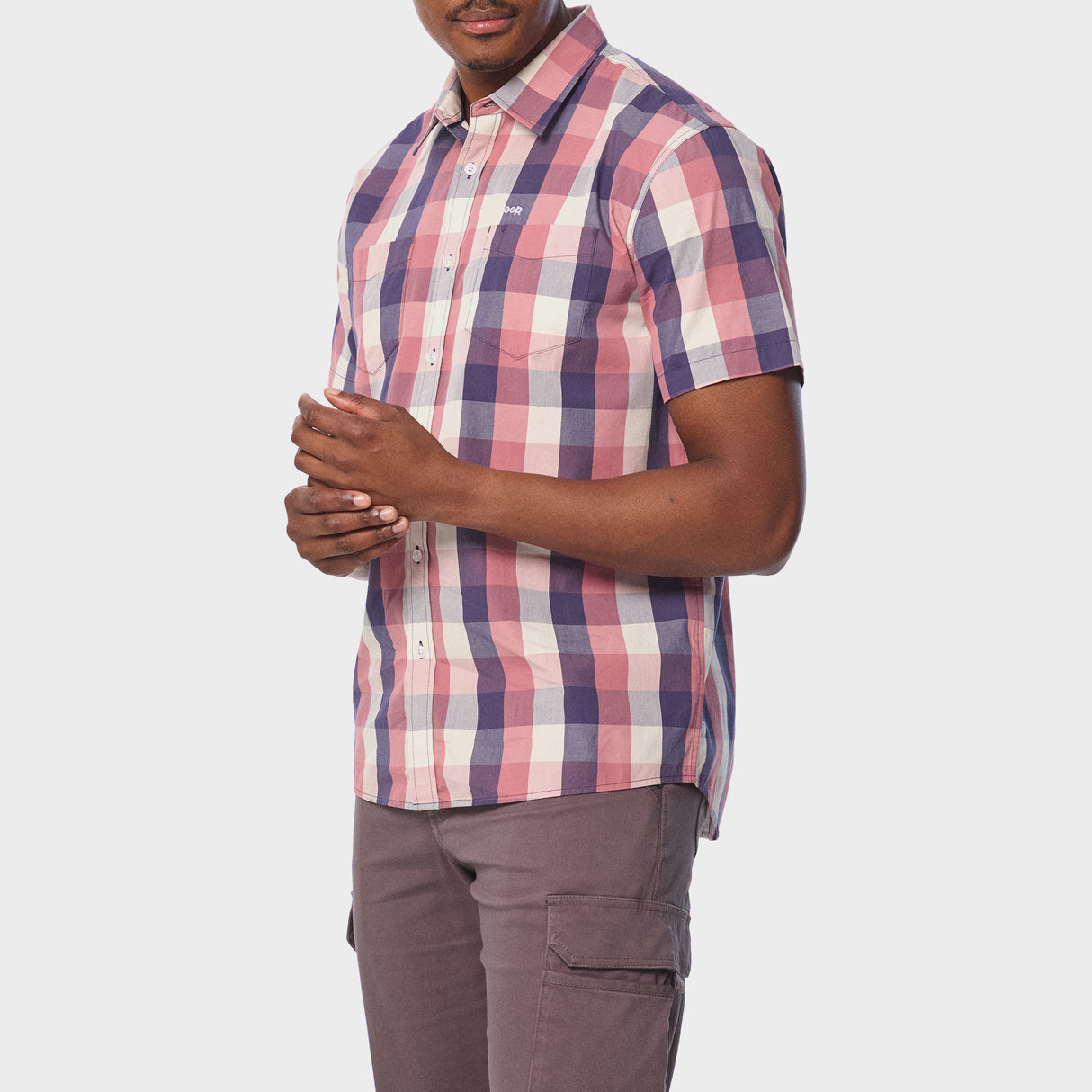 Jeep Mens Yarn Dye Check Shirts in Purple