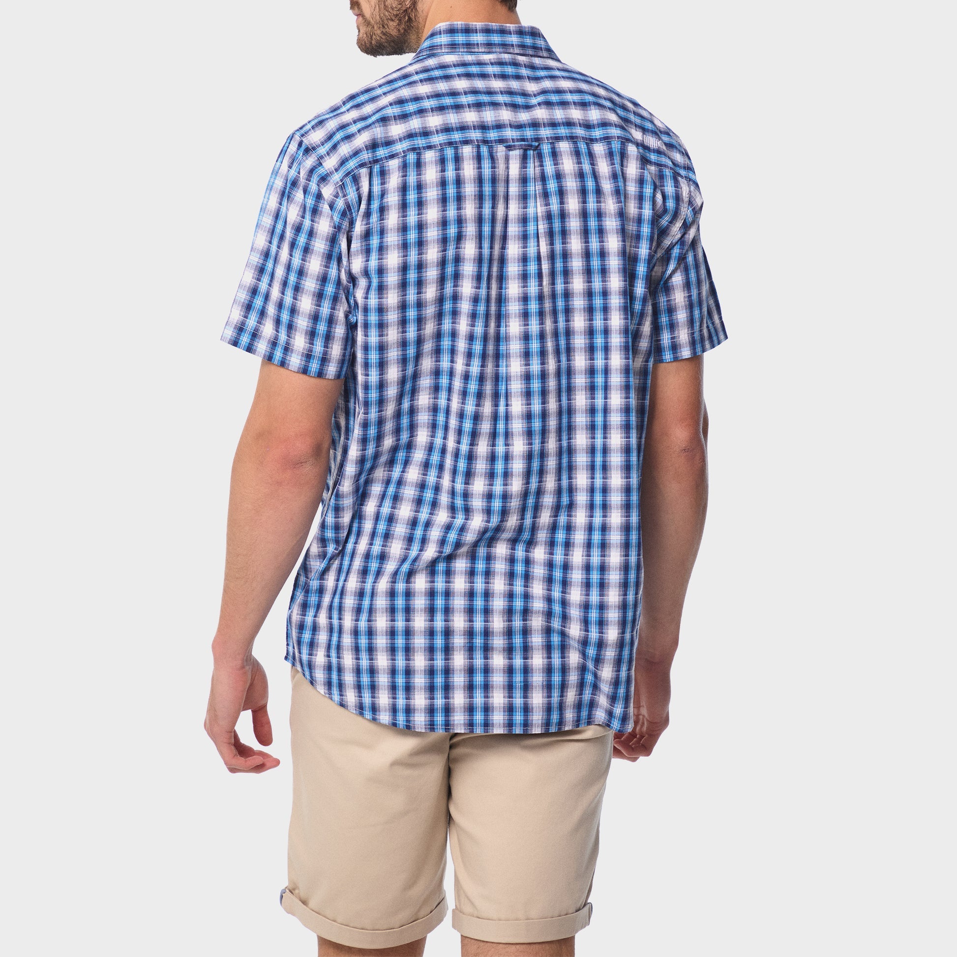 Jeep Mens Yarn Dye Check Shirts in Blue