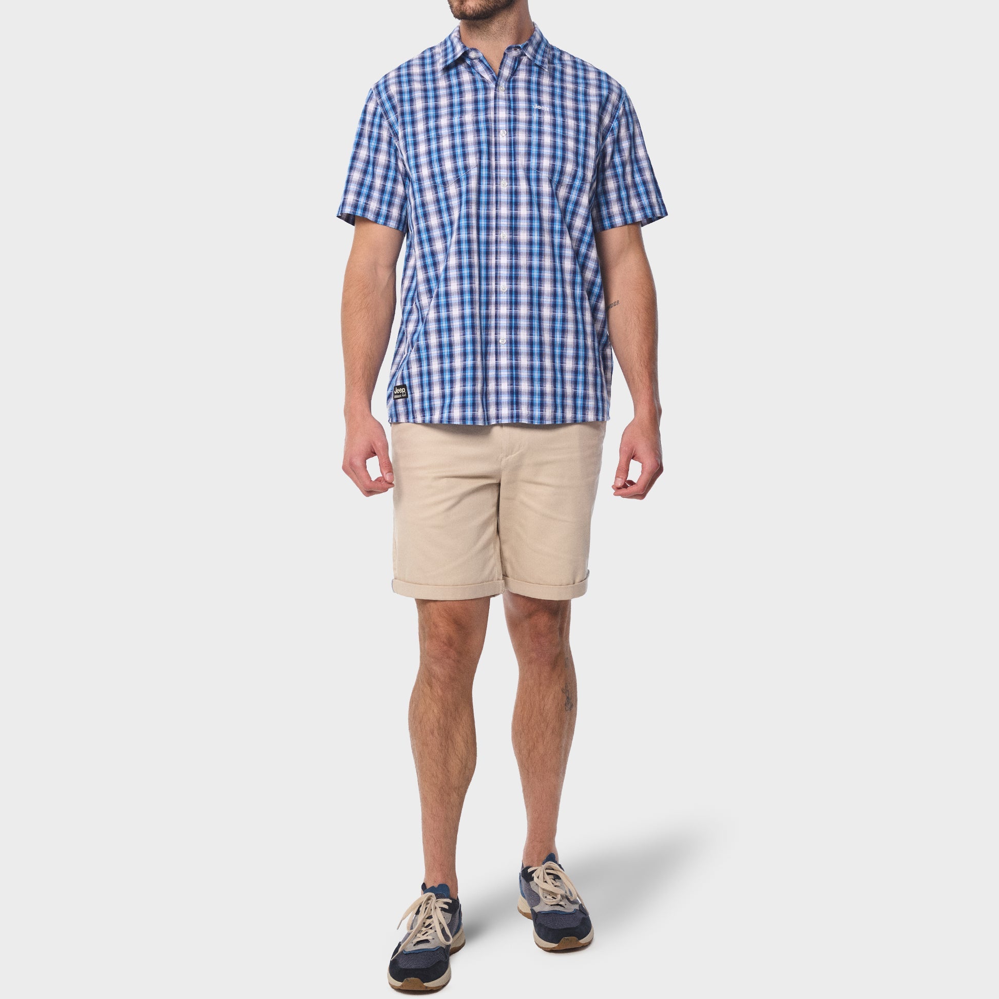 Jeep Mens Yarn Dye Check Shirts in Blue