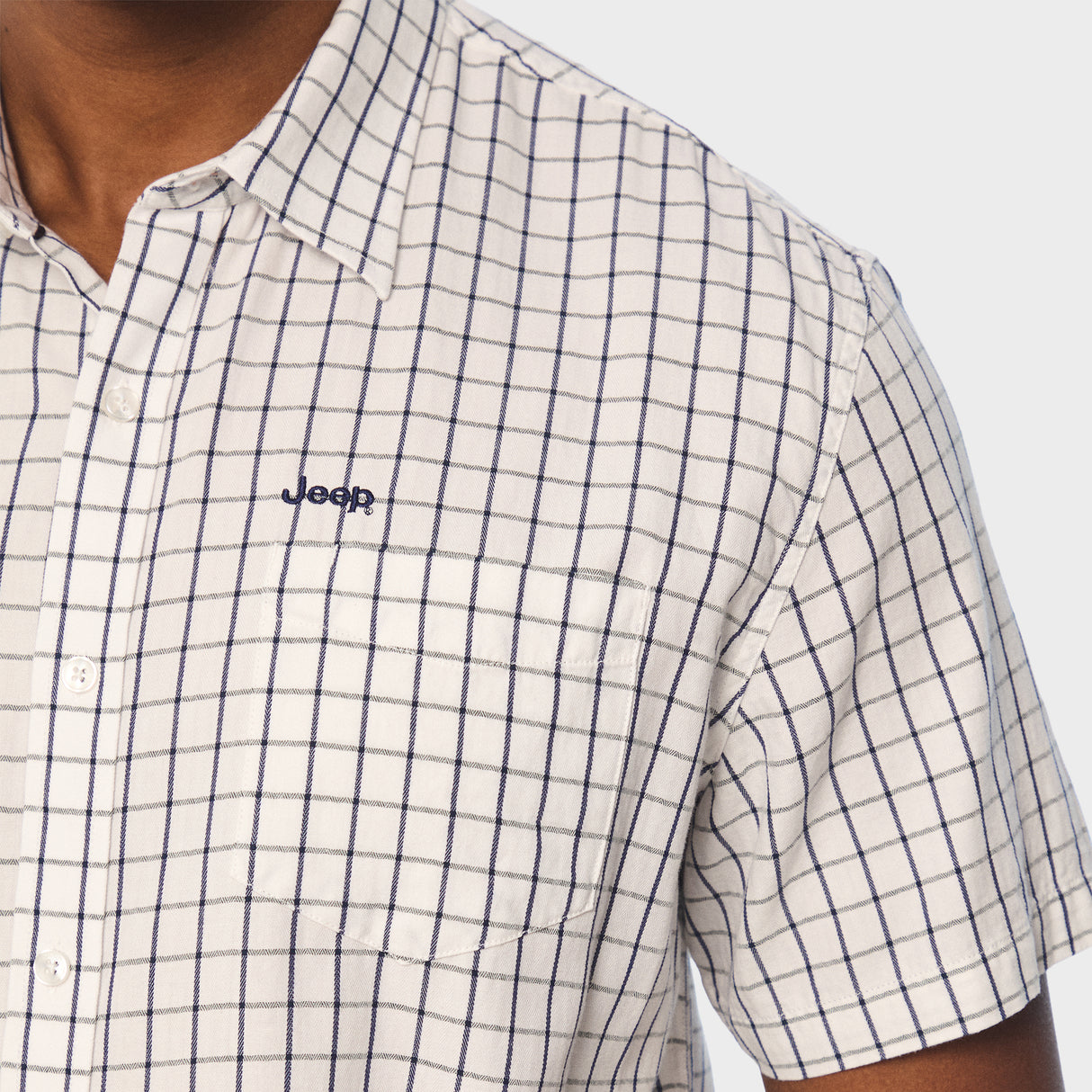 Jeep Mens Yarn Dye Check Shirts in White