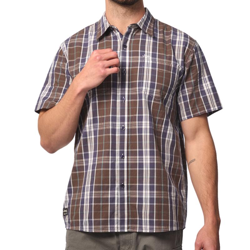Jeep Mens Yarn Dye Check Shirts in Navy