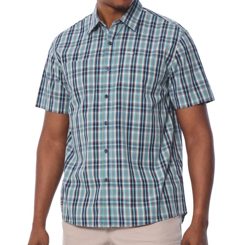 Jeep Mens Yarn Dye Check Shirt In Turquoise