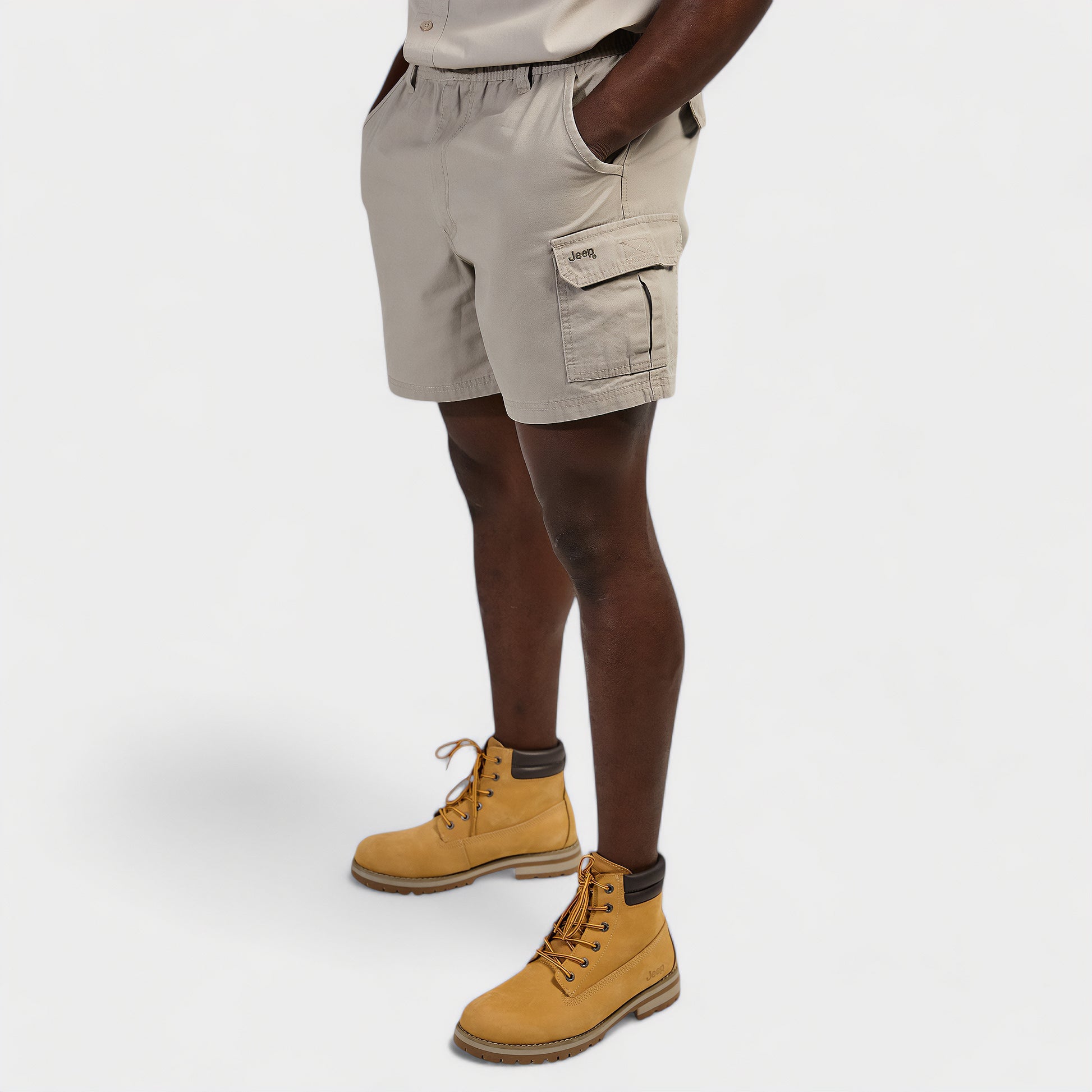 Jeep Mens Hurricane Cargo Shorts In Khaki