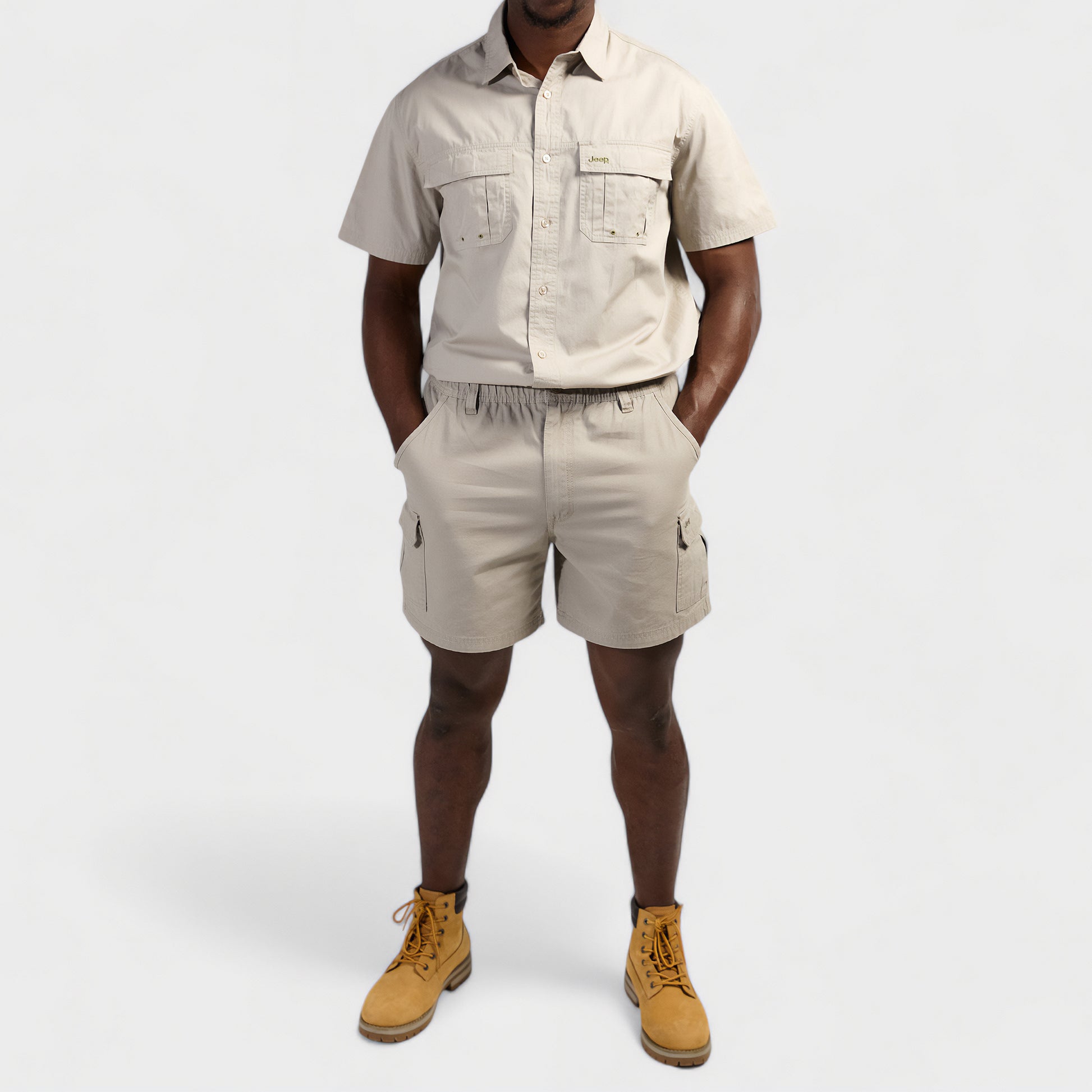 Jeep Mens Hurricane Cargo Shorts In Khaki