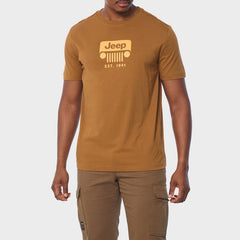 Jeep Mens Core Logo Grill T-Shirt Brown