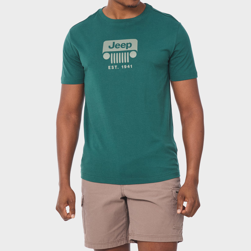 Jeep Mens Core Logo Grill T-Shirt Green